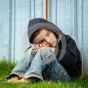 Sad Homeless Boy photo