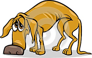 Sad homeless dog cartoon illustration