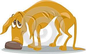 Sad homeless dog cartoon illustration