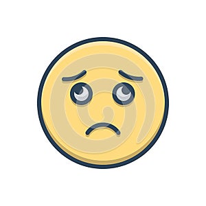 Color illustration icon for Sad, dispirited and indifferent photo