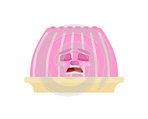 Sad Jelly isolated. melancholy jell. sorrowful Sweetness. vector illustration