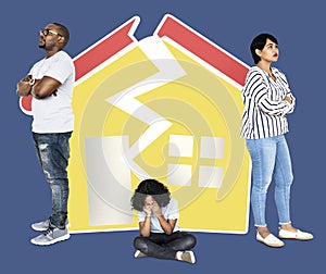 Sad kid with divorced parents