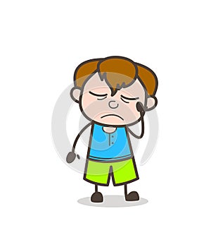 Sad Kid Face - Cute Cartoon Boy Illustration