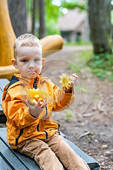 Sad Kid Holding Small Carved Pumpkin