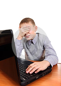 Sad Kid with Laptop