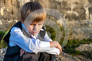 Sad Kid Portrait outdoor