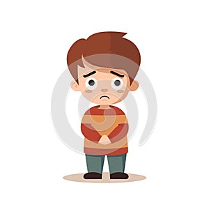 sad kid vector flat minimalistic isolated illustration