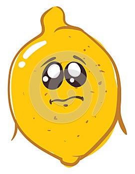 Sad lemon, illustration, vector photo