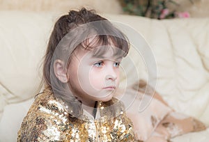 Sad little girl closeup