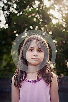 Sad little girl with nice bokeh