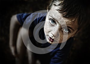 Sad looking child portrait