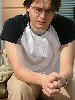 Sad looking young man