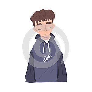 Sad Male Character Suffering Because of Lost Love and Heartbreak Vector Illustration photo