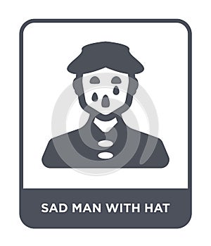 sad man with hat icon in trendy design style. sad man with hat icon isolated on white background. sad man with hat vector icon