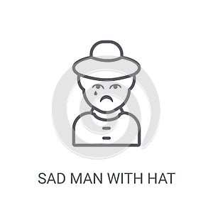 Sad man with hat icon. Trendy Sad man with hat logo concept on w