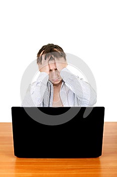 Sad Man with Laptop