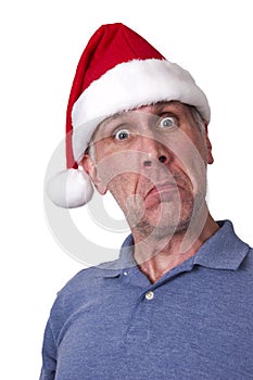 Sad Man Santa Claus Hat Merry Christmas Xmas