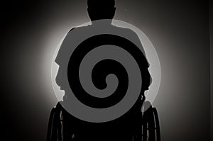 Sad man sitting on wheelchair