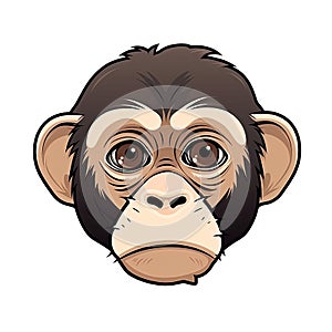 Sad Monkey Face Sticker On Isolated Tansparent Background, Png, Logo. Generative AI