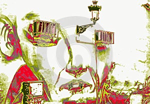 A sad monster on a white background