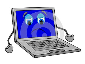 Sad notebook with blue screen