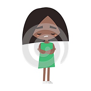 Sad offended black girl cartoon illustration