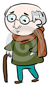 Sad old man illustration vector