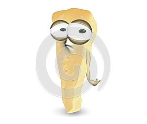Sad Parmesan cheese, disappointed Grana Padano cartoon character illustration with unhappy eyes photo