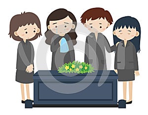 Sad people crying at funeral