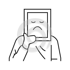 sad person mood line icon vector illustration