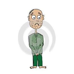 sad person. Vector illustration. Isolated. Coloring pages for adults and children. Cartoon. Hand-drawn doodle style.