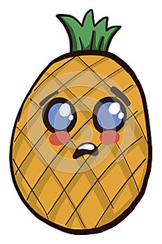 Sad pineapple , illustration, vector