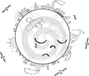 Sad Planet Earth coloring page