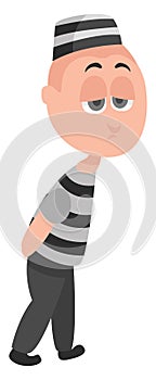 Sad prisoner, illustration, vector