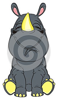 Sad rhino sit