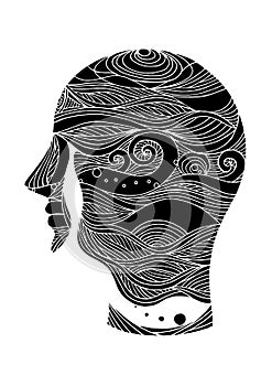Sad sadness mind soul consciousness human head abstract vector hand drawn