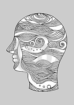 Sad sadness mind soul consciousness human head abstract vector hand drawn