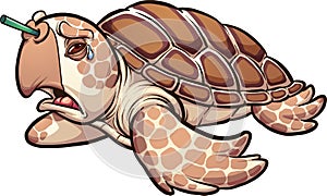 Sad sea turtle crying