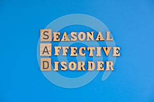 SAD seasonal affective disorder inscription message of mental health illness. Spiritual health problems difficulties