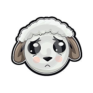 Sad Sheep Face Sticker On Isolated Tansparent Background, Png, Logo. Generative AI