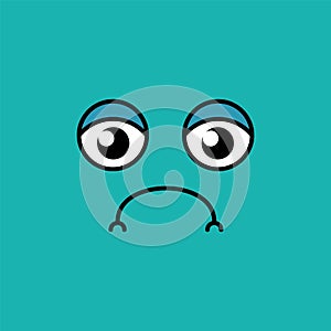 Sad, somber emoji vector illustration