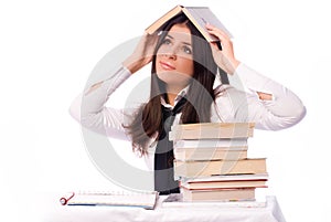 Sad student unwilling ot do homework