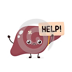 Sad suffering sick cute human liver