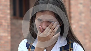 Sad Tearful Female Student