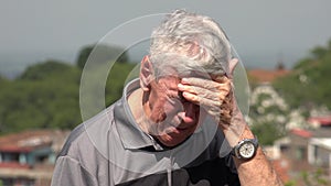 Sad And Tearful Old Man Or Senior