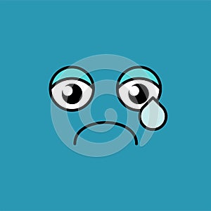 Sad, teary emoji vector illustration