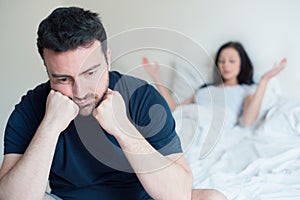 Sad and thoughtful man after arguing with girlfriend