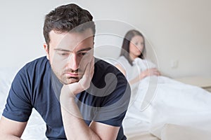 Sad and thoughtful man after arguing with girlfriend