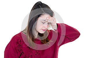 Sad thoughtful woman with eyes closed