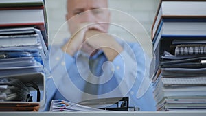 Businessman Image Staying Tired Bored and Upset in Office Room